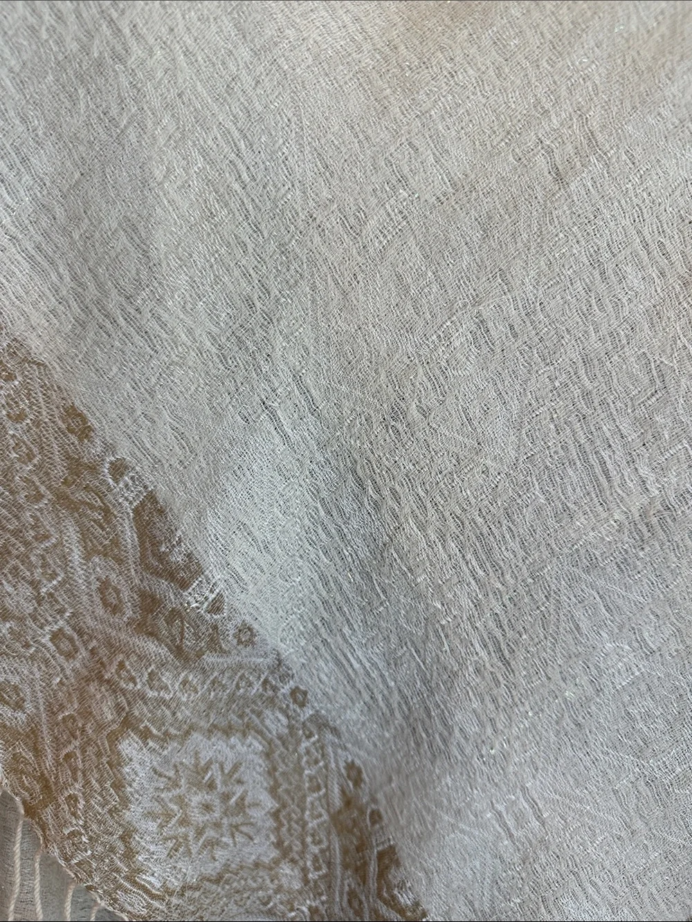 Cream Woven Fringe Shawl Wrap